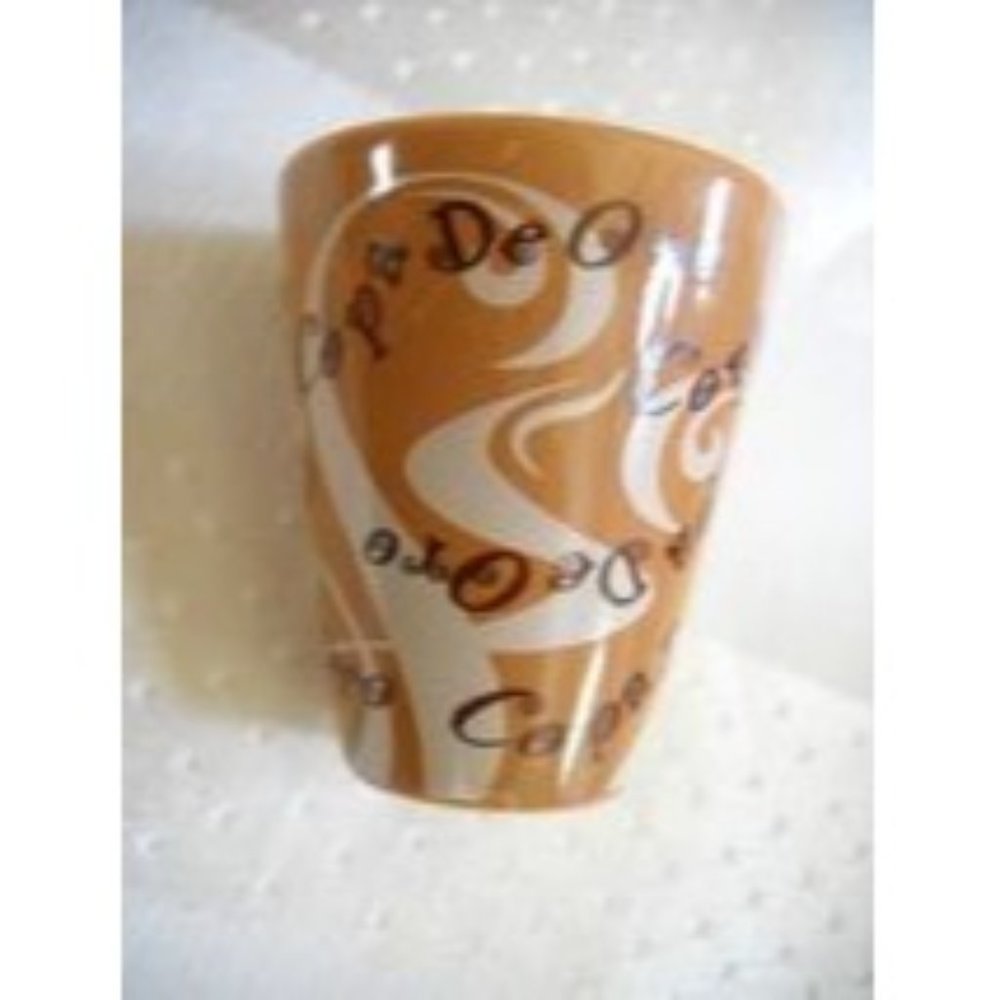 Copa De Oro Liquor Whiskey 2 1/4" Tall Brown Tan White Ceramic Shot Glass